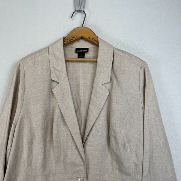 LANE BRYANT 100% Linen‎ Lightweight Jacket Womens 28 Beige Blazer Unlined - Picture 5 of 10